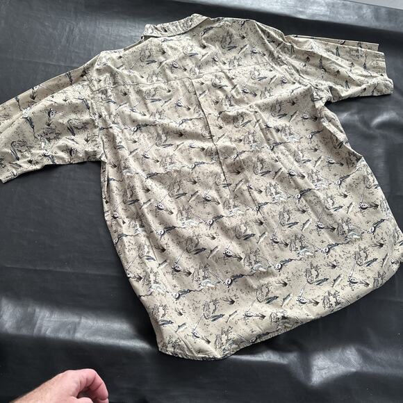 Columbia Men's XXL River Lodge Camo Fish Print Short Sleeve Button Shirt - Picture 7 of 7
